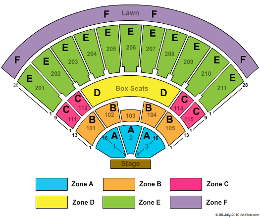 Toyota Amphitheatre End Stage Zone Seating Chart